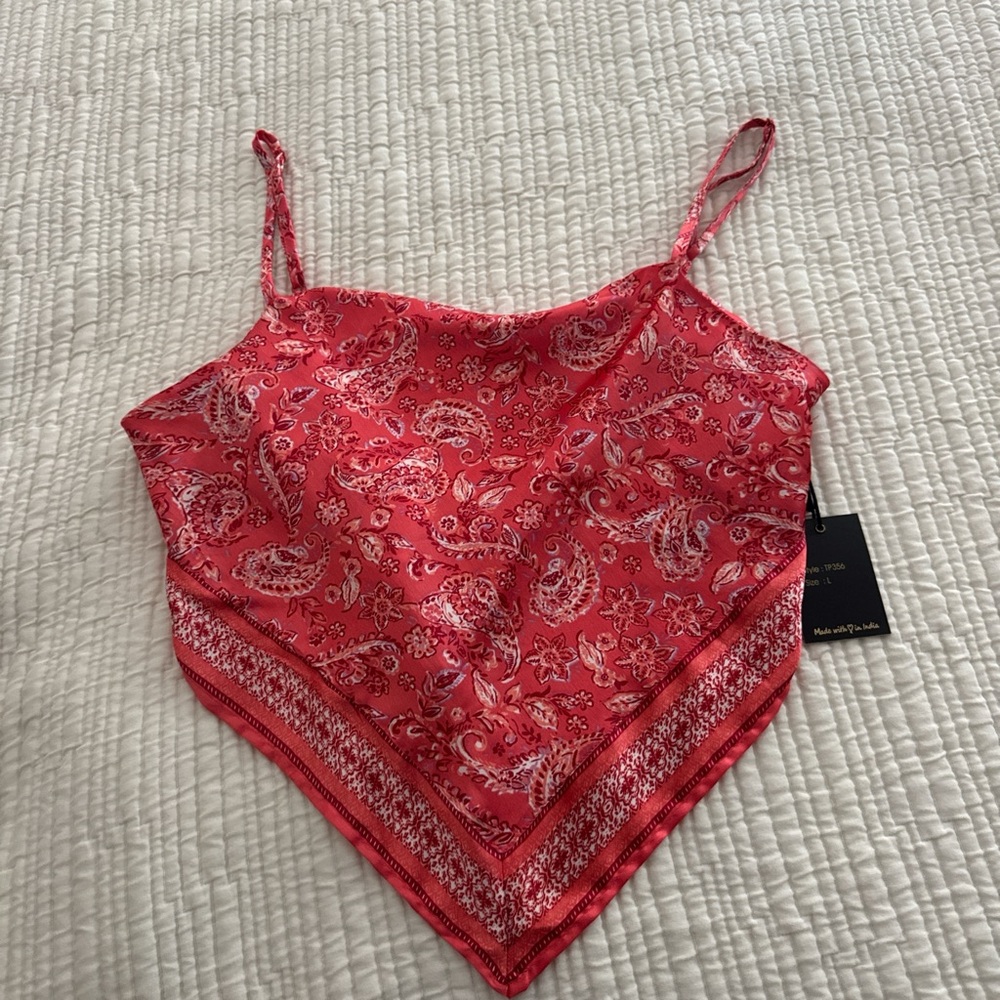 Red Paisley bandana Women's Top